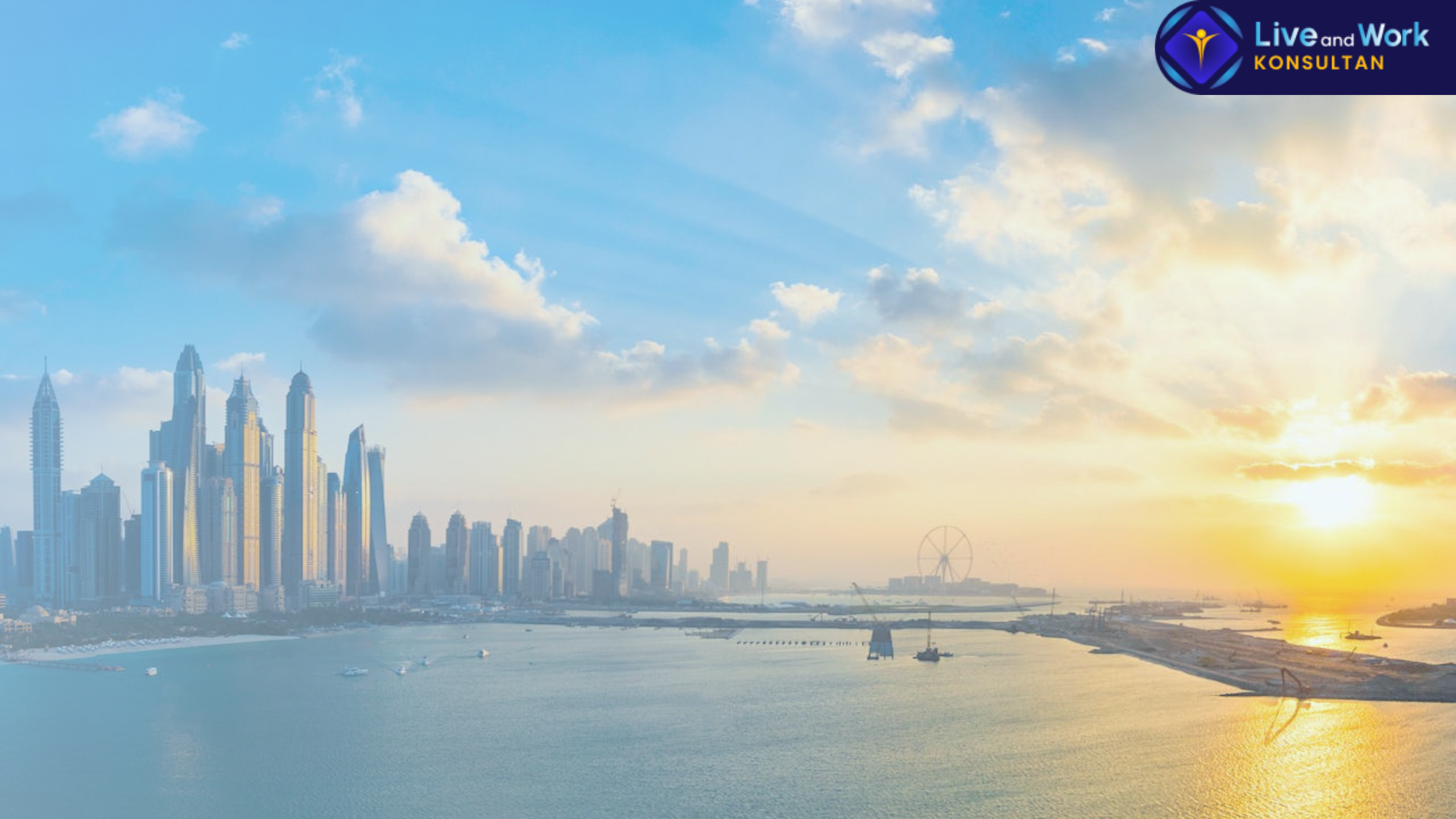 Panduan infografis tahapan Pengurusan Visa UAE 2026 untuk kategori kerja dan Golden Visa oleh konsultan live and work.