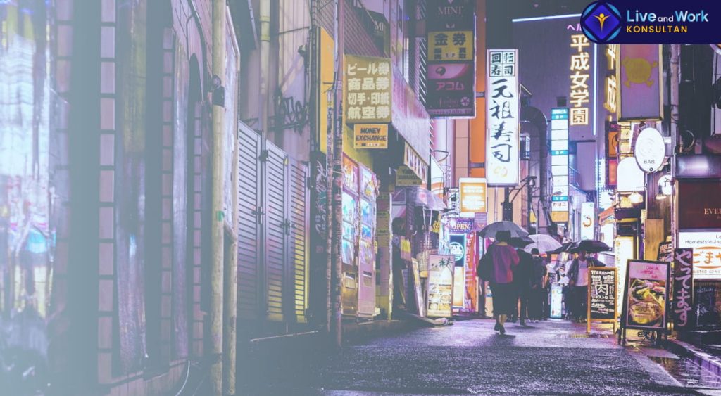 Infografis panduan langkah demi langkah cara mengurus e-Visa dan Visa Jepang 2026 yang cepat dan aman didampingi oleh konsultan live and work.