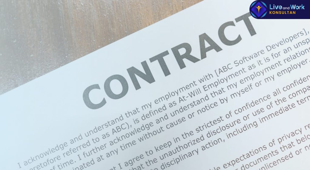 Infografis struktur utama dan Panduan Membuat Kontrak Kerjasama yang aman dari risiko hukum bersama konsultan live and work