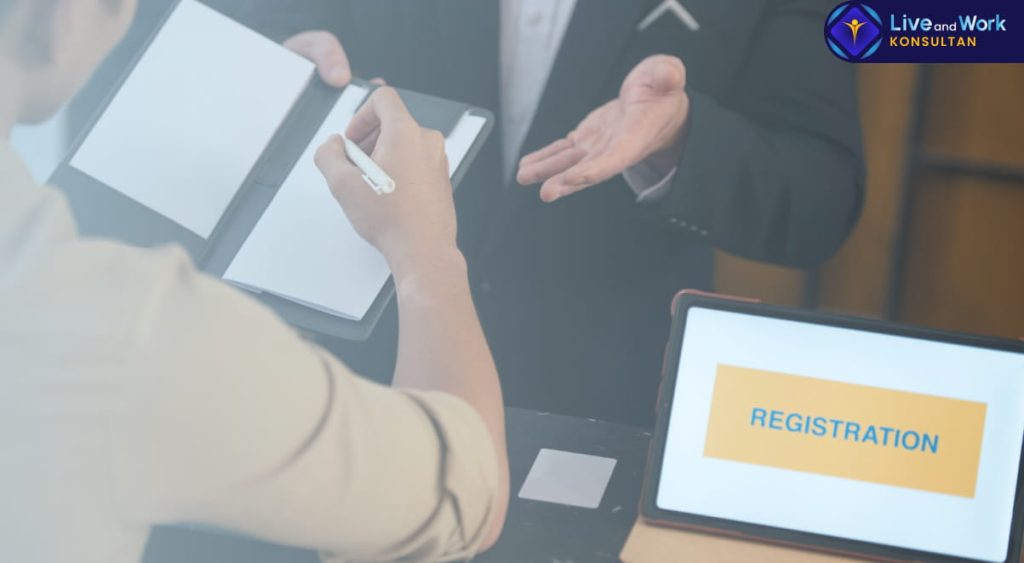 Infografis alur Pendaftaran PMA terbaru 2026 di Indonesia melalui sistem OSS RBA yang dipandu oleh tim konsultan live and work.