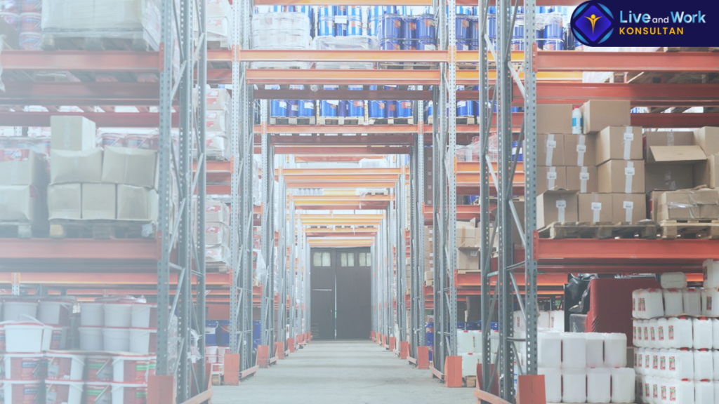 Infografis lokasi strategis Sewa Gudang Logistik di wilayah Jabodetabek untuk mendukung operasional bisnis ekspor-impor yang dikelola oleh tim konsultan live and work.