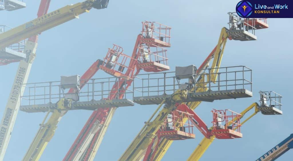 Unit alat berat elektrik untuk layanan Sewa Scissor Lifts profesional | Konsultan Live and Work